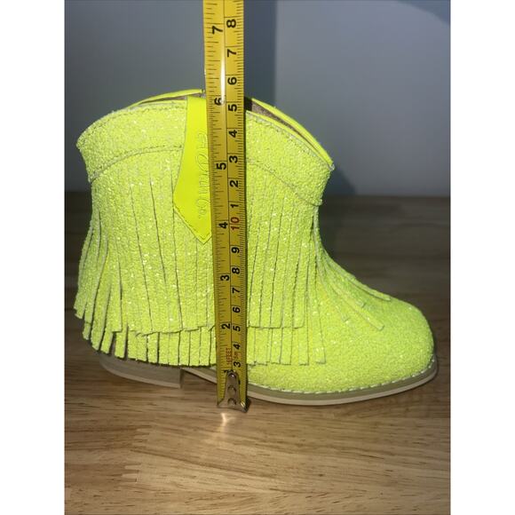 A Bear Co Girls Youth Size 12 Neon Yellow Sparkly Low Cut Cowgirl Boots NEW - Picture 11 of 11